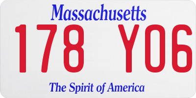MA license plate 178YO6