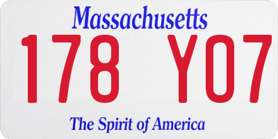 MA license plate 178YO7