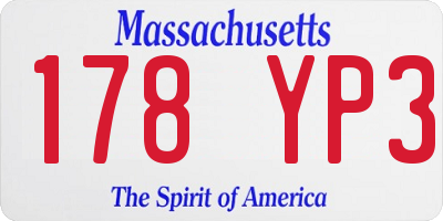 MA license plate 178YP3