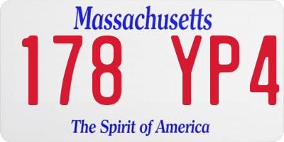 MA license plate 178YP4