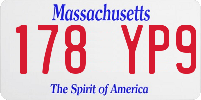 MA license plate 178YP9