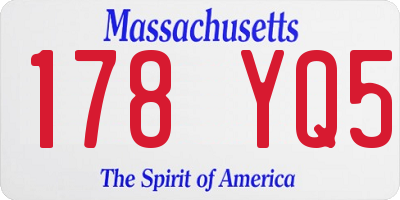 MA license plate 178YQ5