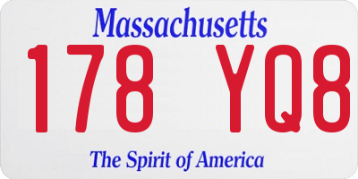 MA license plate 178YQ8