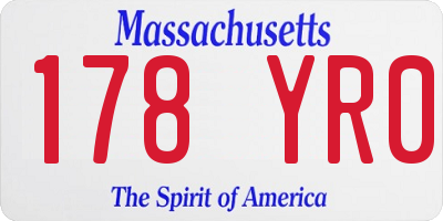 MA license plate 178YR0