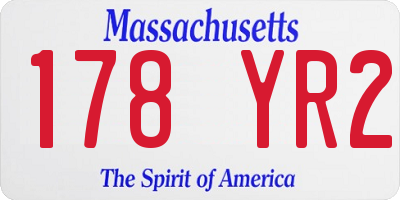 MA license plate 178YR2