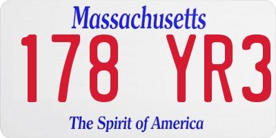 MA license plate 178YR3