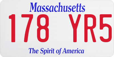 MA license plate 178YR5