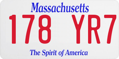 MA license plate 178YR7