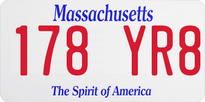 MA license plate 178YR8