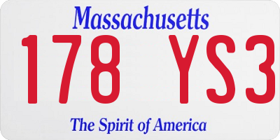 MA license plate 178YS3