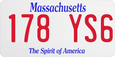 MA license plate 178YS6