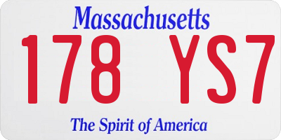 MA license plate 178YS7