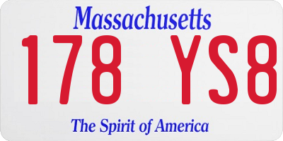 MA license plate 178YS8