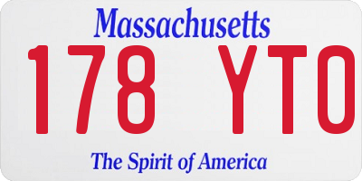 MA license plate 178YT0