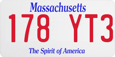 MA license plate 178YT3