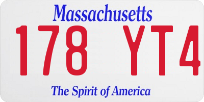 MA license plate 178YT4
