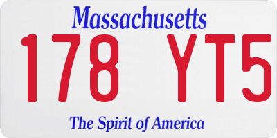 MA license plate 178YT5