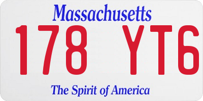 MA license plate 178YT6