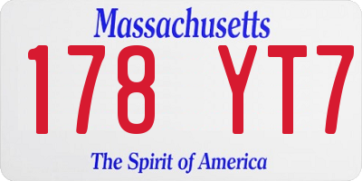 MA license plate 178YT7