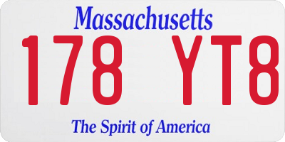 MA license plate 178YT8