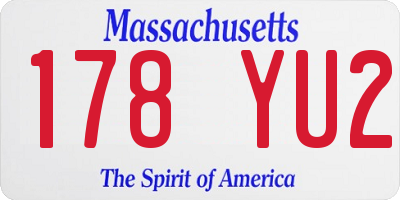 MA license plate 178YU2