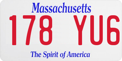 MA license plate 178YU6