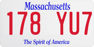 MA license plate 178YU7