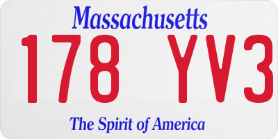 MA license plate 178YV3
