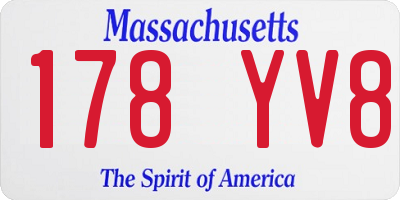 MA license plate 178YV8