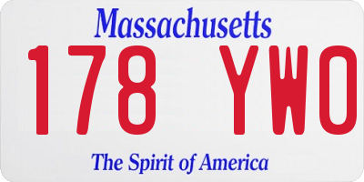 MA license plate 178YW0