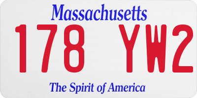 MA license plate 178YW2