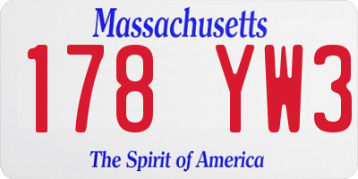 MA license plate 178YW3