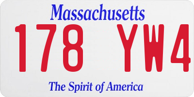MA license plate 178YW4