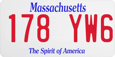 MA license plate 178YW6