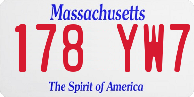 MA license plate 178YW7