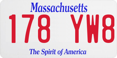 MA license plate 178YW8