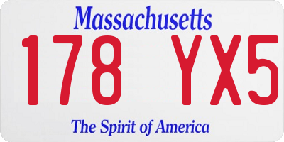 MA license plate 178YX5