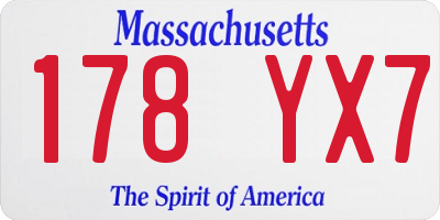MA license plate 178YX7