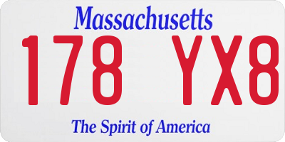 MA license plate 178YX8