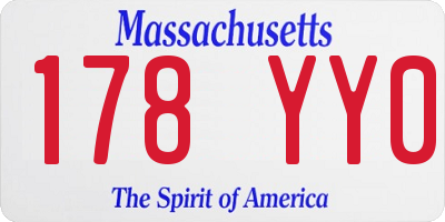 MA license plate 178YY0