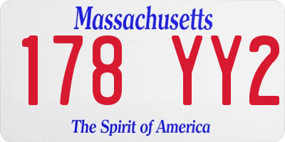 MA license plate 178YY2