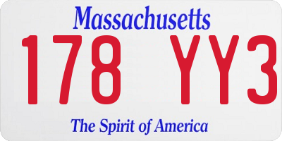 MA license plate 178YY3