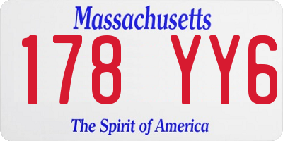 MA license plate 178YY6