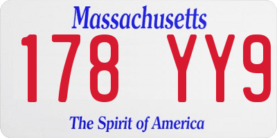 MA license plate 178YY9