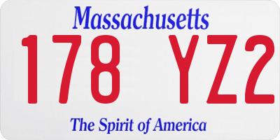 MA license plate 178YZ2