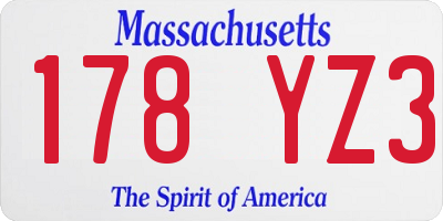 MA license plate 178YZ3