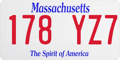 MA license plate 178YZ7
