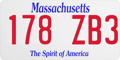MA license plate 178ZB3