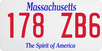 MA license plate 178ZB6