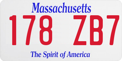 MA license plate 178ZB7